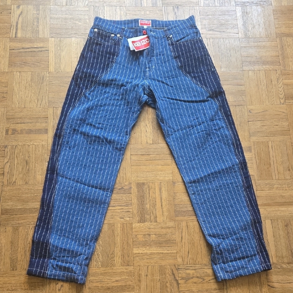 kenzo medium stone patchwork jeans